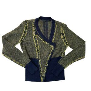 L.A.M.B Cashmere Mohair Blend Fringe Punk Cardigan Sweater size Medium